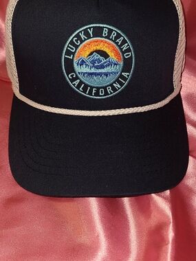 Lucky Brand California Trucker Hat in Black with Multicolor Patch